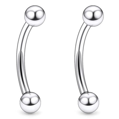 20g 18g 16g 14g Rook Piercing Jewelry Titanium Externally Threaded Curved Barbell Eyebrow Tragus Helix Conch Lobe Labret Earrings Lip Rings Body Piercing Jewelry For Women Men Ball Spike 6mm-19mm - size: 14G - 12mm Ball