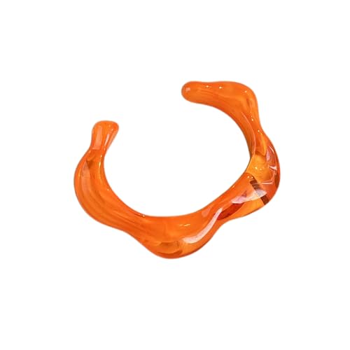 Dopamine Open Cuff Bangle Bracelet Macaron Dyed Acrylic Chunky Bracelet Resin Geometric Wide Wristband Fashions Thick Acetate Statement Jewelry - color: orange