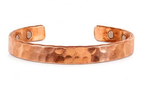 Touchstone Copper magnetic bracelet Tibetan style. Hand forged with solid and high gauge pure copper. Hammered look. - style: Hammered 1