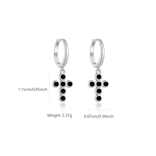 LOVECOM 925 Sterling Silver Heart Dangle Earrings for Women 14K Gold Plated Dainty CZ Love Hearts Charm Huggie Hoop Earrings to Daughter Birthday Wedding Graduation Gifts Jewelry Gifts - color: Style 3-Silver