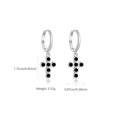 LOVECOM 925 Sterling Silver Heart Dangle Earrings for Women 14K Gold Plated Dainty CZ Love Hearts Charm Huggie Hoop Earrings to Daughter Birthday Wedding Graduation Gifts Jewelry Gifts - color: Style 3-Silver