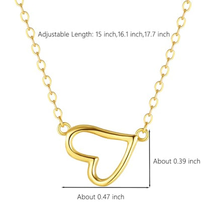 925 Sterling Silver Heart Necklaces for Women | Dainty 14K Gold Plated Open Love Heart Pendant Necklace Mother Daughter Friendship Necklaces Birthday Gifts - color: Gold