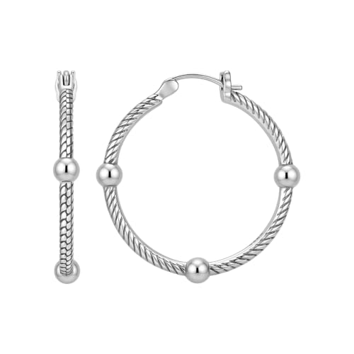 Floral Hoop Earrings 925 Sterling Silver with 14K Gold Plating – Lightweight CZ Flower Hoops | Hypoallergenic Jewelry for Women | Gift Box + Polishing Cloth - color: 33mm Snake bone earrings