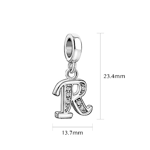 LSxAB Sparkling Initial Letter Charm Compatible with Pandora Charms Bracelets for Women A-Z Pendant Jewelry - style: R