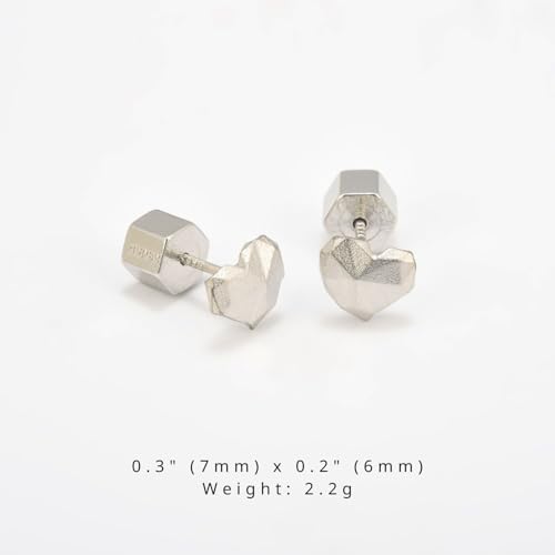 RENAIZ Dainty Lightweight Hoop & Stud Earrings for Women – 14K Gold Plated & Rhodium Plated, Minimalist Geometric Hypoallergenic Jewelry, Tiny Dainty Everyday Studs and Hoops - color: White Gold, style: Heart