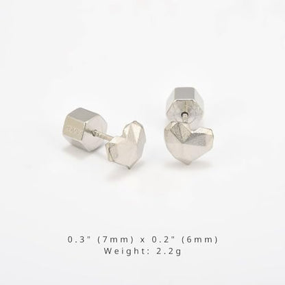 RENAIZ Dainty Lightweight Hoop & Stud Earrings for Women – 14K Gold Plated & Rhodium Plated, Minimalist Geometric Hypoallergenic Jewelry, Tiny Dainty Everyday Studs and Hoops - color: White Gold, style: Heart