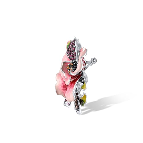 Santuzza 925 Sterling Silver Enamel Brooch Pin for Women - color: [D]Rose