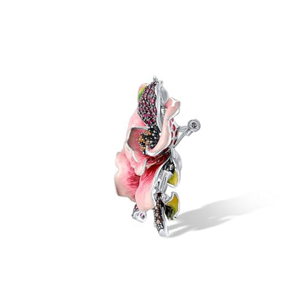 Santuzza 925 Sterling Silver Enamel Brooch Pin for Women - color: [D]Rose