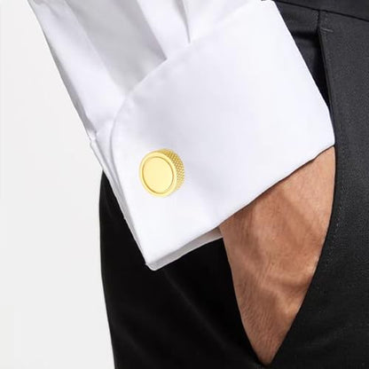 Cuff Links Mens Personalized Classic Round Cufflink Wedding Shirts Cufflinks for Men Jewelry Gifts - style: gold plated