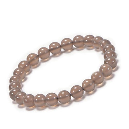 Agate Round Beaded Bracelet for Women Men Natural Agates Stone Healing Bracelets Stretch Elastic Handmade Polished Gemstone Beads Bracelet - color: Grey, size: 8mm Beads