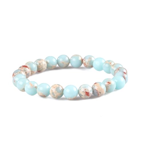 8mm Beaded Bracelets for Women, Natural Crystal Gemstone Energy Bracelets - color: Imperical Jasper