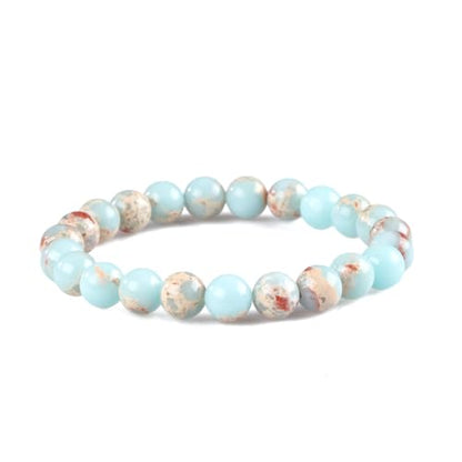 8mm Beaded Bracelets for Women, Natural Crystal Gemstone Energy Bracelets - color: Imperical Jasper