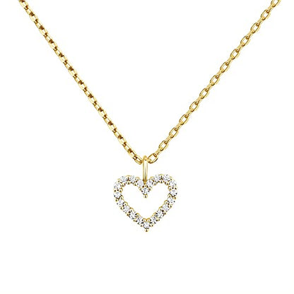 PAVOI 14K Gold Plated Cubic Zirconia Heart Necklace | Cute Dainty Love Pendant Necklaces for Women - Valentines Day Trendy Jewelry - style: Heart - Large