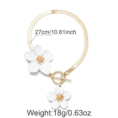 Flower Anklets for Women Trendy Flower Ankle Bracelet Boho Floral Anklet Summer Beach Anklets Jewelry for Women - color: White