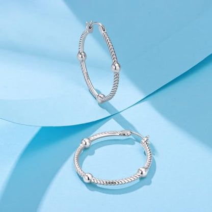 Floral Hoop Earrings 925 Sterling Silver with 14K Gold Plating – Lightweight CZ Flower Hoops | Hypoallergenic Jewelry for Women | Gift Box + Polishing Cloth - color: 33mm Snake bone earrings