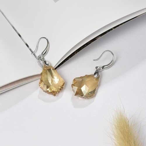 Austrian Crystal Baroque Teardrop Dangle Earrings for Women | 14K Gold-Plated,Hypoallergenic,Brilliant Facets,Fluid Movement,Easy-Wear Fishhook Fit,For Daily Wear And Special Occasions - color: Light Topaz