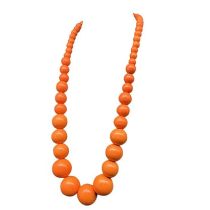 Fuqimanman2020 Chunky Large Simulated Pearl Choker Necklace Drop Dangle Earrings Crystal Bib Big Round Beaded Strand Multicolor Costume Statement Wedding Jewelry Set for Women Brides - color: Wooden Orange
