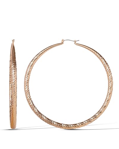 Jessica Simpson Womens Hoop Earrings - Silver-Tone or Gold-Tone Hoop | Earrings for Women - color: Gold Textured