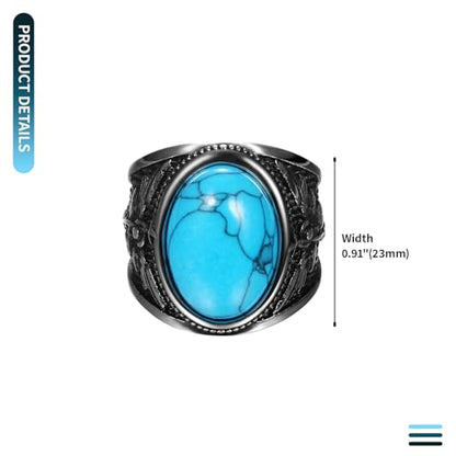 OIDEA Signet Rings for Men: St Michael The Great Protector Archangel Defeating Satan Figurine Amulet Ring Biker Rings - color: Turquoise