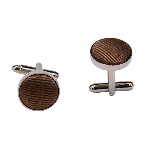 GUSLESON 3.15"（8cm） Solid Color Necktie and Pocket Square Cufflinks Sets For Men + Gift Box - color: Dark Brown