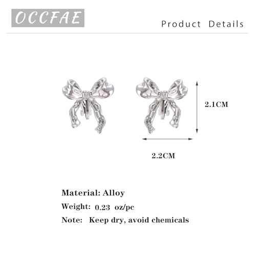 Women's Statement Clip-On Earrings Hypoallergenic Lightweight Clip Earrings - color: silver bow