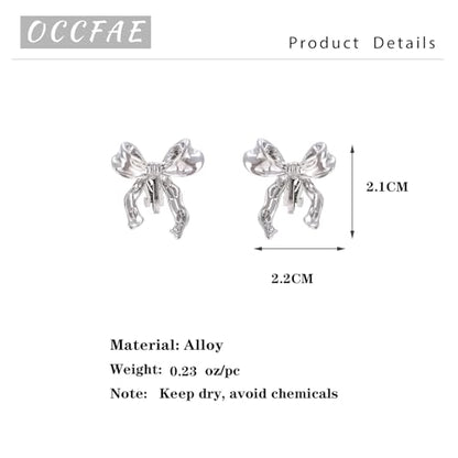Women's Statement Clip-On Earrings Hypoallergenic Lightweight Clip Earrings - color: silver bow