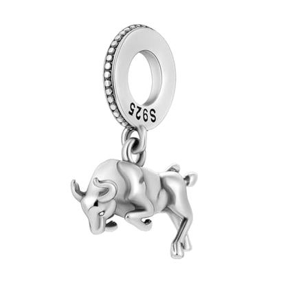 925 Silver Charm for Bracelets Animal Pet Insect Series Women Jewelry Gift - color: Silver Bullfight