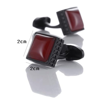 Black Square Men's Cufflinks Studs Set
