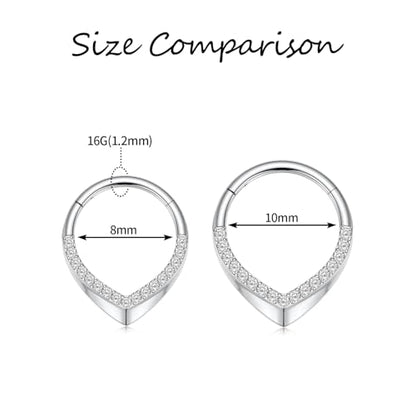 GAGABODY Daith Piercing Jewelry 16g Septum Ring Septum Jewelry Nose Hoop Daith Earring Surgical Steel Cartilage Earrings Hoop Helix Piercing Jewelry - color: 1pc Silver+Water Droplets CZ