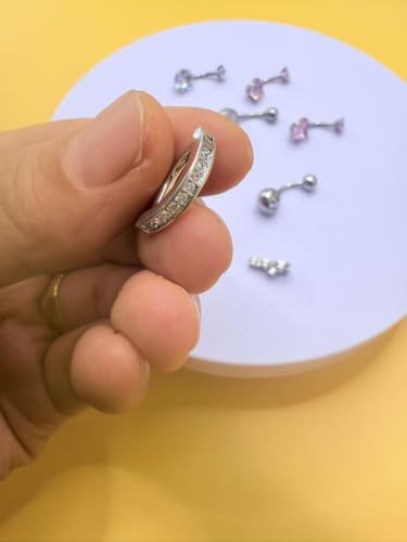 316L Stainless Steel Belly Button Rings Set Hypoallergenic Sparkly Crystal Dangle Navel Piercing Jewelry Shiny Rhinestone Belly Studs with Storage Gift Box for Women