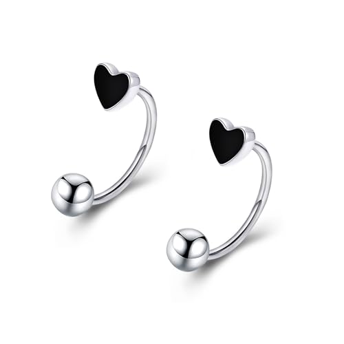 Pingyongchang 16G Cute Heart Snake Bite Jewelry, Lip Rings Snake Bites, Horseshoe Tragus Hoop Jewelry for Lip Piercing, Titanium Septum Daith Tragus Threaded Body Piercing Ring 8mm 10mm 12mm-2PCS - color: Black, size: 10mm
