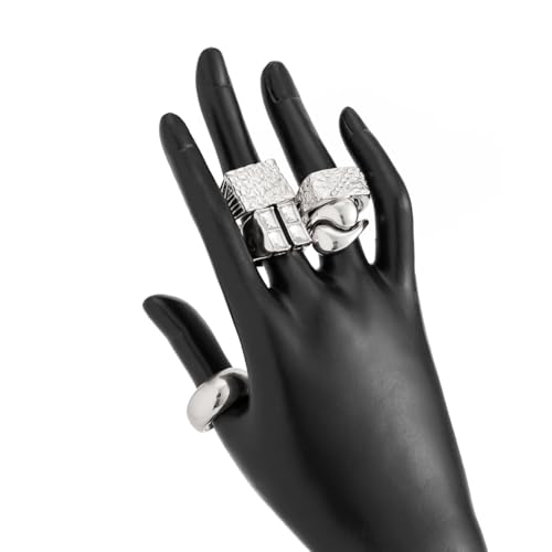 Chunky Rings for Women Gold Stackable Knuckle Ring Set Adjustable Statement Ring Set Vintage Dainty Open Midi Rings Jewelry Pack for Women Silver4