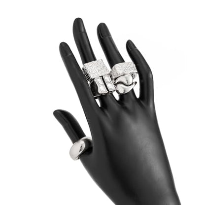 Chunky Rings for Women Gold Stackable Knuckle Ring Set Adjustable Statement Ring Set Vintage Dainty Open Midi Rings Jewelry Pack for Women Silver4