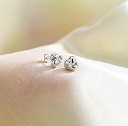 LeCalla Sterling Silver Love Knot Stud Earrings - Lightweight Italian Design Twisted Earrings for Women - color: Celtic Trinity Knot