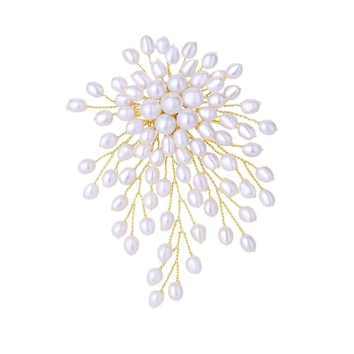 Flower White Pearl Brooch Pin for Women | Striking Large Pearl Flower Beads Statement Costume Pin Graceful Wedding Anniversary Prom Jewelry Gifts - style: Pearl3