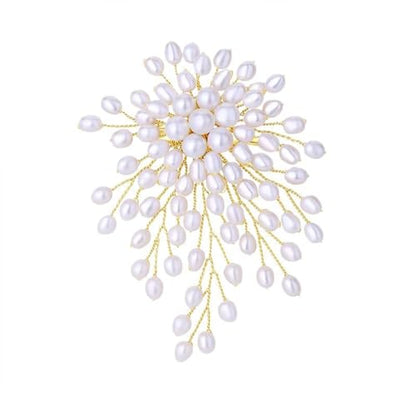 Flower White Pearl Brooch Pin for Women | Striking Large Pearl Flower Beads Statement Costume Pin Graceful Wedding Anniversary Prom Jewelry Gifts - style: Pearl3