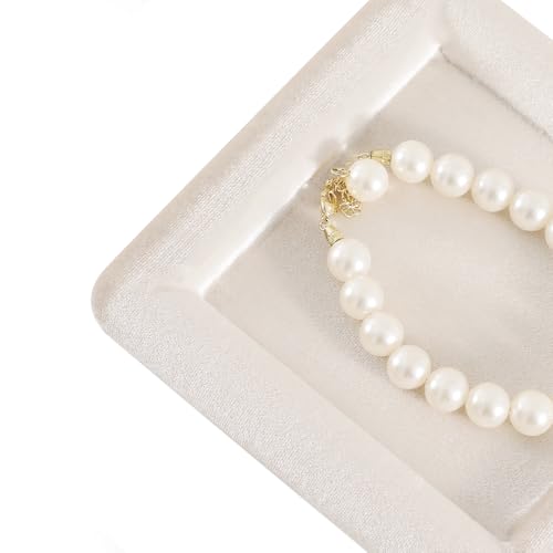 Velvet Jewelry Display Tray for Ring Earrings Necklace Bracelet Flat Tray - color: Beige, size: 5.12 × 5.12 in