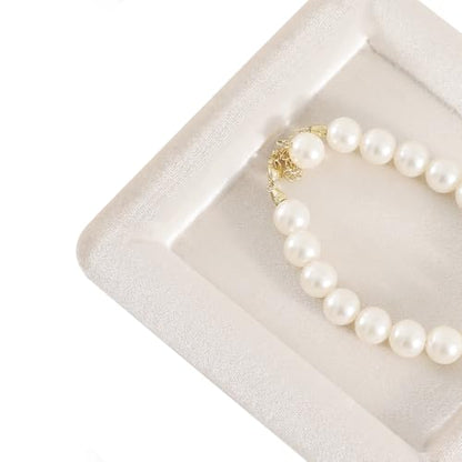 Velvet Jewelry Display Tray for Ring Earrings Necklace Bracelet Flat Tray - color: Beige, size: 5.12 × 5.12 in