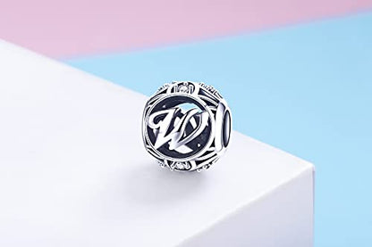 Letter Charms 925 Sterling Silver Initial A-Z Bead Charms | For Bracelets Necklaces, Hypoallergenic,Cubic Zirconia Alphabet Beads, Personalized Gifts for Women - color: W