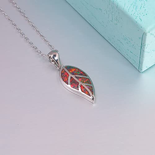 CiNily Opal Leaf/Flower Pendant Necklace for Women Silver Plated Jewelry Gift - color: orange+orange