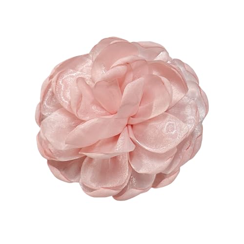 9cm Wedding Fabric Flower Brooch Pin Hair Clip for Women Men Elegant Big Camellia Rose Floral Brooches Lapel Pins Dainty Holiday Party Costume Dress Accessories Jewelry - color: Pink
