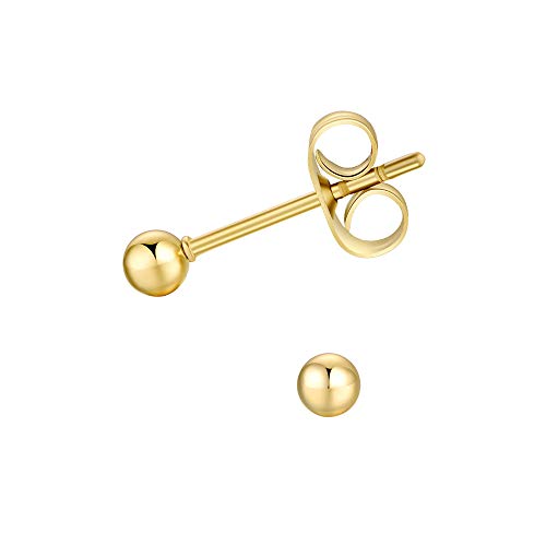 FOSIR 6 Pair Tiny Women 14K Gold Plated Ball Stud Earrings Surgical Stainless Steel Earrings Set, 2-6MM - style: 6 pair diameter,3mm