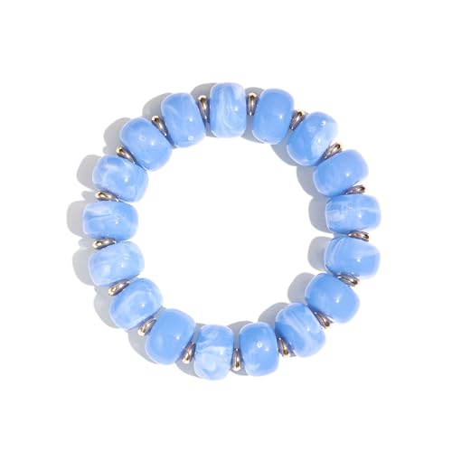Colorful Beaded Bracelets Boho Jewelry for Women Multicolor Resin Chunky Bracelet Summer Vacation Outfits Beach Gifts - color: Blue