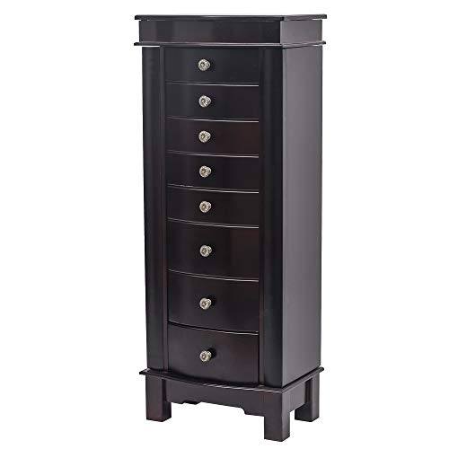 Vasitelan Standing Jewelry Armoire Cabinet Chest Jewelry Armoire with 8 Drawers,Jewelry Box Storage Organizer with Mirror, Retro Standing Wood Jewelry Cabinet - color: Style 2