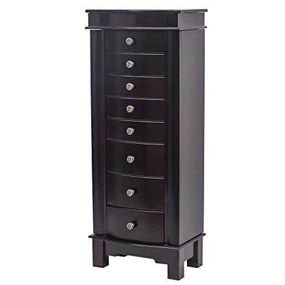 Vasitelan Standing Jewelry Armoire Cabinet Chest Jewelry Armoire with 8 Drawers,Jewelry Box Storage Organizer with Mirror, Retro Standing Wood Jewelry Cabinet - color: Style 2