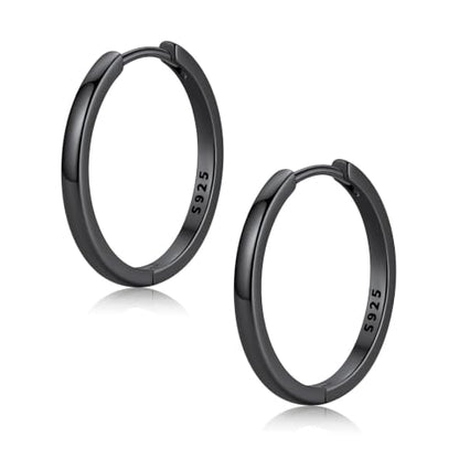 FaithHeart Solid 925 Sterling Silver Small Huggie Hoop Earrings for Women | Silver/Black/Gold/Rose Gold Small Hoop Earrings, Hypoallergenic Lightweight Cartilage Huggie Earrings, Gift Box - color: 01. Blank-Black, size: 20mm