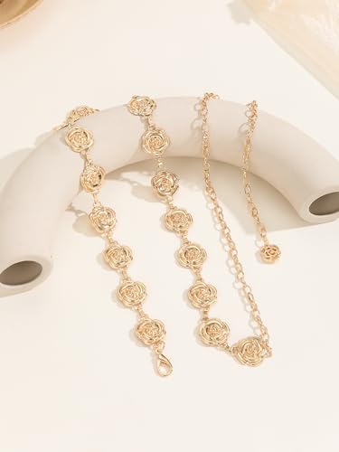 Mealah Waist Chains Gold Belts for Women - Adjustable Body Link Belts Ladies Fashion Chain for Jeans Dress