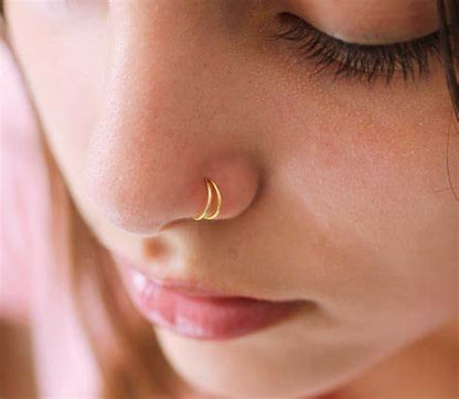 Longita 20g Nose Rings Hoop L Shape Nose Studs Stainless Steel Nose Screw Bone Flat Top Diamond Opal Heart High Nostril Piercing Jewelry Silver Rose Gold Black Pack for Women Men - color: 52-20g-gold