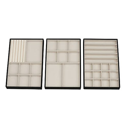 Household Essentials Black Stacking Jewelry Organizer Stacking Boxes with Removable Lid - color: Black