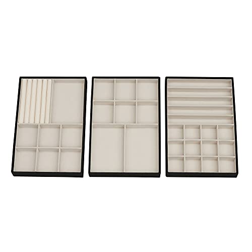 Household Essentials Black Stacking Jewelry Organizer Stacking Boxes with Removable Lid - color: Black